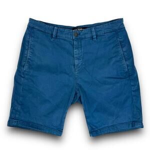 Mavi Men's Simon Blue Cotton Chino Flat Front 9" Shorts Casual Summer Size 36